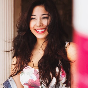 Woman in floral dress